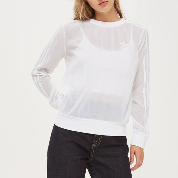 adidas Tops - Adidas Sheer White Crewneck Sweatshirt